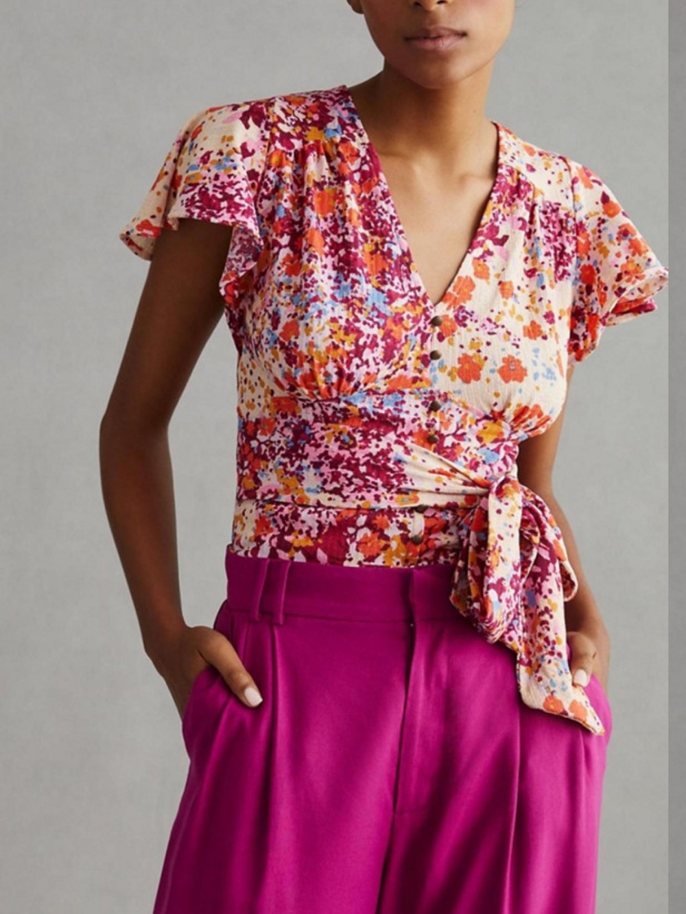 Anthropologie V-Neck Flutter Top